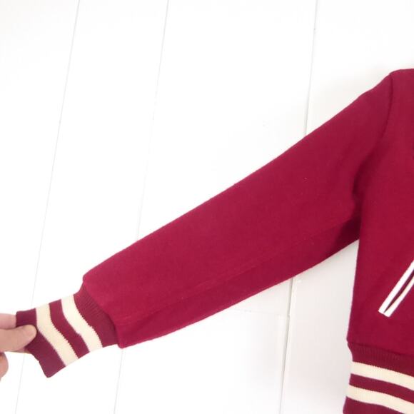 VTG Jacket Womens SZ S Letterman Varsity Hooded Preppy Scholastic Chief Logo - Picture 5 of 9